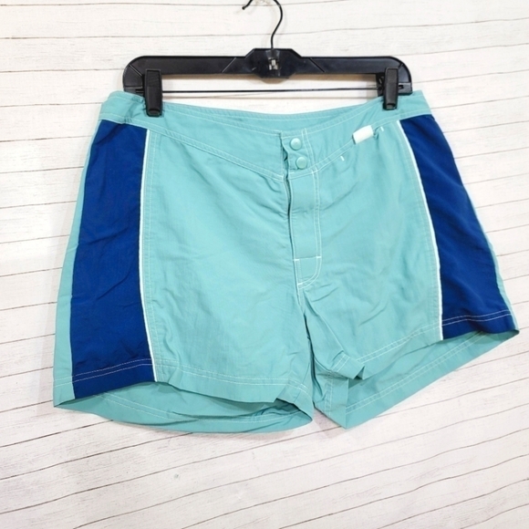 L.L.BEAN OUTDOOR HYBRID SHORT AQUA & NAVY, SZ 14 - Picture 2 of 10